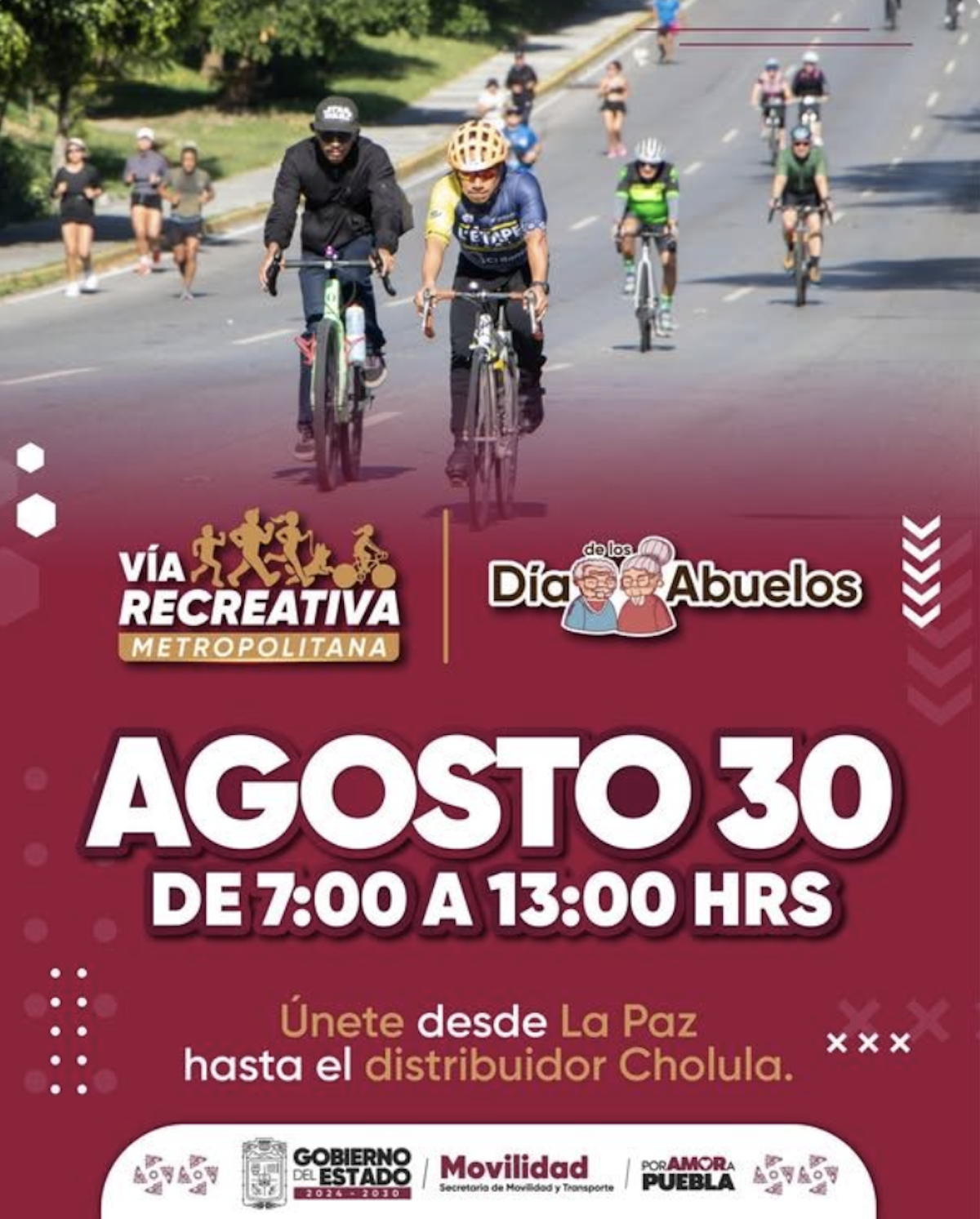 30 de agosto se realizará la Vía Metropolitana  sobre la recta Puebla-Cholula
